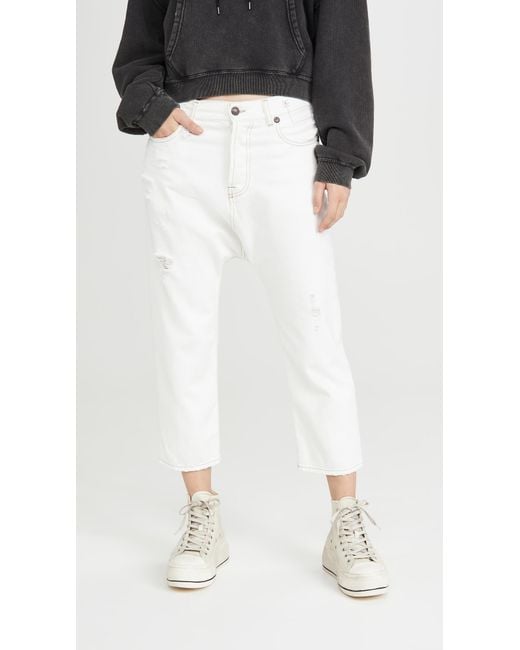 R13 White Tailored Drop Jeans