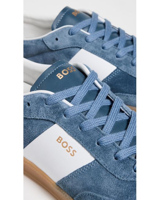Boss Blue Brandon Suede Sneakers for men