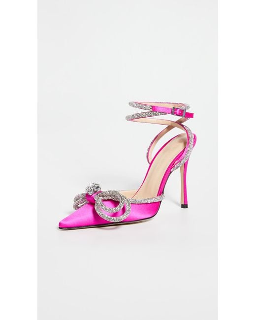 Mach & Mach Satin Double Bow High Heels in Pink | Lyst Australia