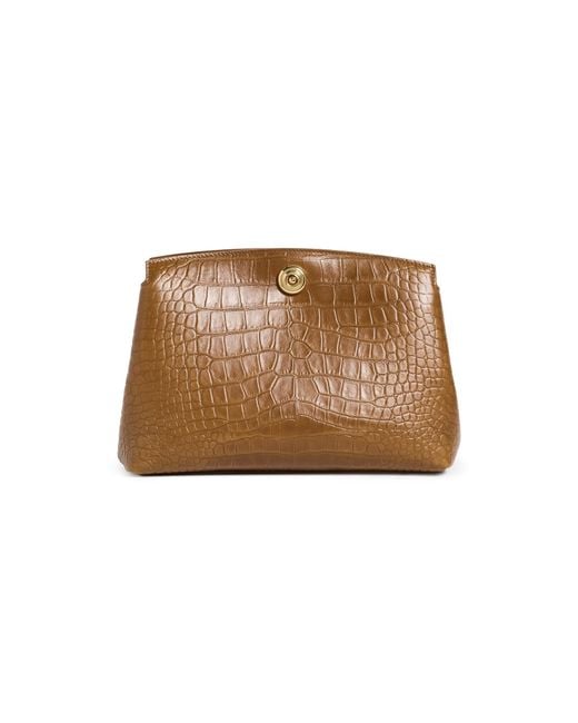 Liffner Brown Pushlock Leather Pouch