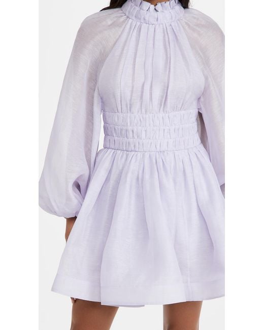 Zimmermann Purple Luminous Long Sleeve Mini Dress