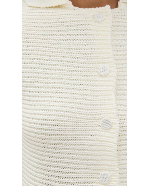 Lioness White Ribbed Knit Button Tee