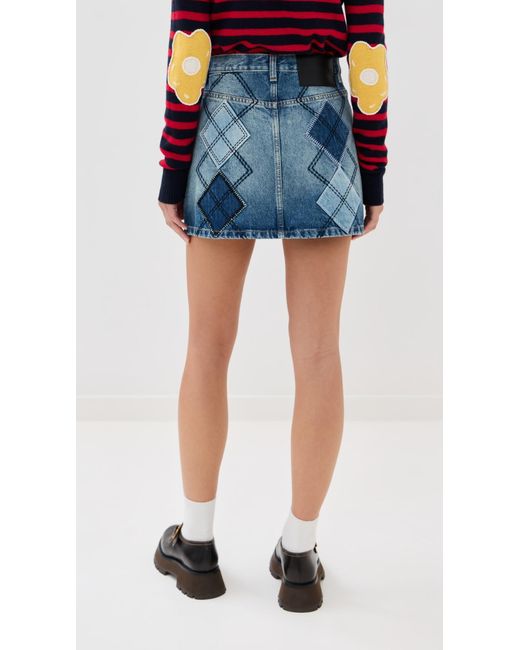 Marc Jacobs Blue Argyle Patchwork Mini Skirt