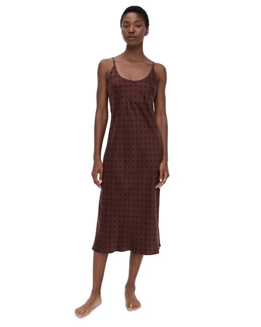 Lunya Brown Washable Silk Bias Slip Dress