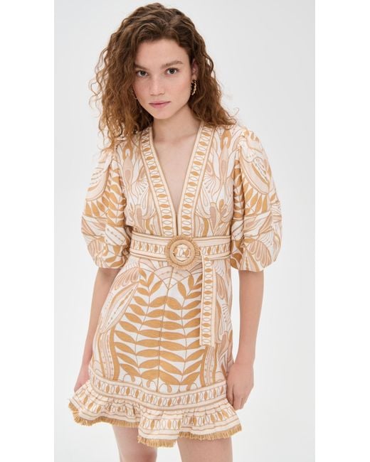 Farm Rio Natural Lace Nature Short Sleeve Mini Dress