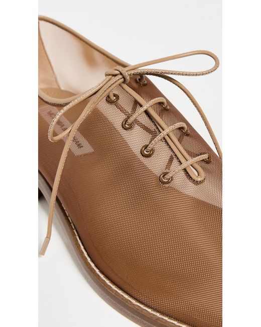 Victoria Beckham White Pointed Mesh Lace Up Flats