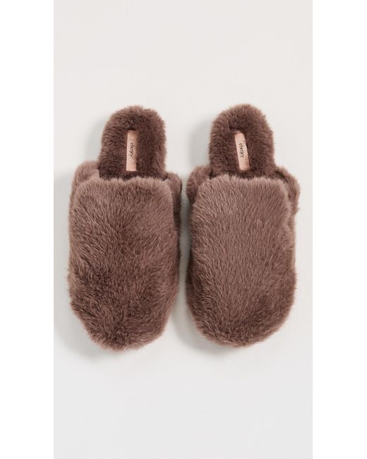 Eberjey Gray Plush Mule Slippers