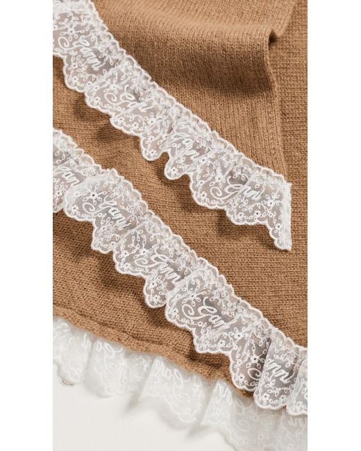 Ganni White Triangular Scarf Tiger's Eye
