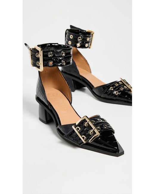 Ganni Chunky Buckle Open Cut Pumps in Black | Lyst Ganni Chunky Buckle Open Cut Pumps in Black | Lyst