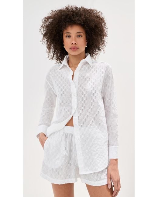 Le Bos White Cecelia Eyelet Button Down