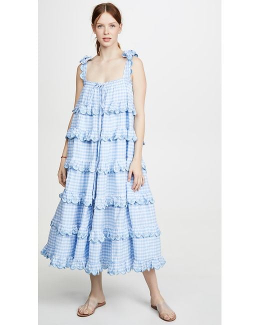 Innika Choo Blue Scallop Frill Dress