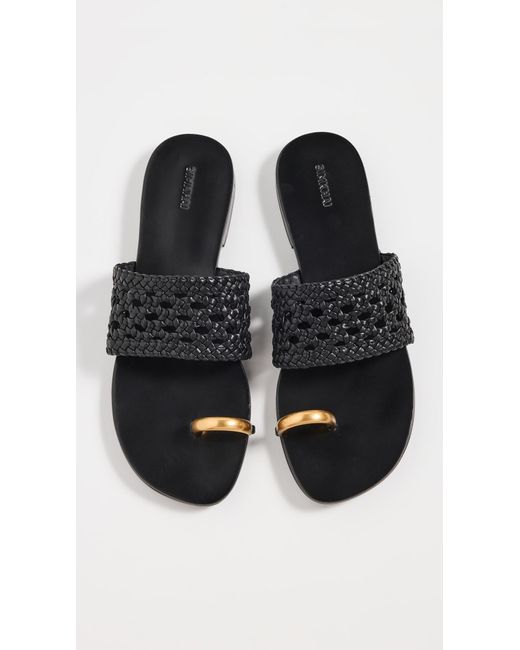 Jonathan Simkhai Ariana Woven Leather Sandals With Metal Toe Ring in ...