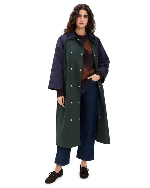 The Tiny Big Sister Color Blocked Trench Coat in Blue | Lyst