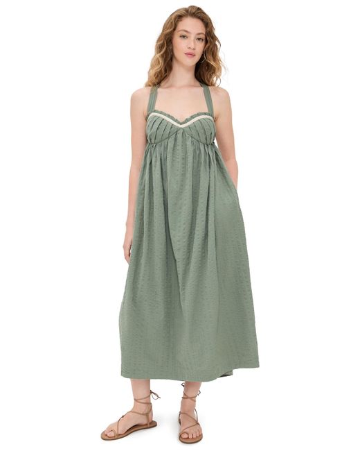 free people green midi dress Free People Cooper Midi Dress In Verdis in Verdis