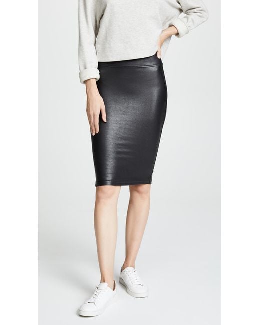 Spanx Black Faux Leather Pencil Skirt