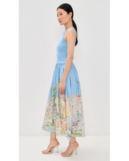 ALÉMAIS Blue Anouk Tank Midi Dress