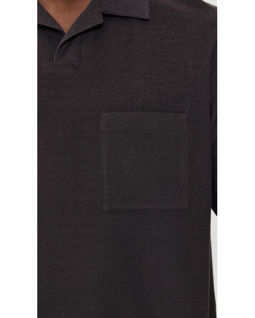 Theory Black Soft Terry Short Sleeve Polo for men