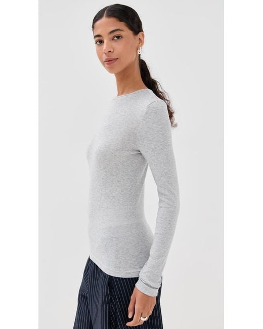 Tibi White Circular Ribbed Crew Neck Pullover T-Shirt