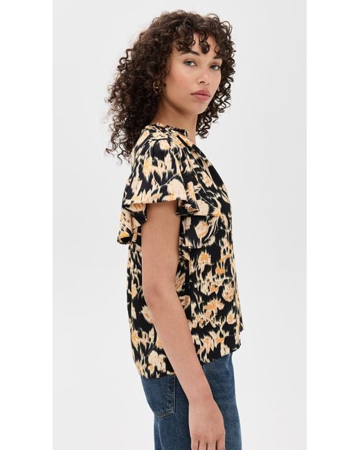 Ulla Johnson Black Lilo Flutter Sleeve Blouse
