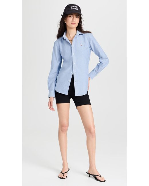 Polo Ralph Lauren Blue Cotton Oxford Long Sleeve Button Down Shirt