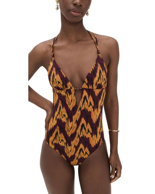 Ulla Johnson Brown Leila Beaded Maillot