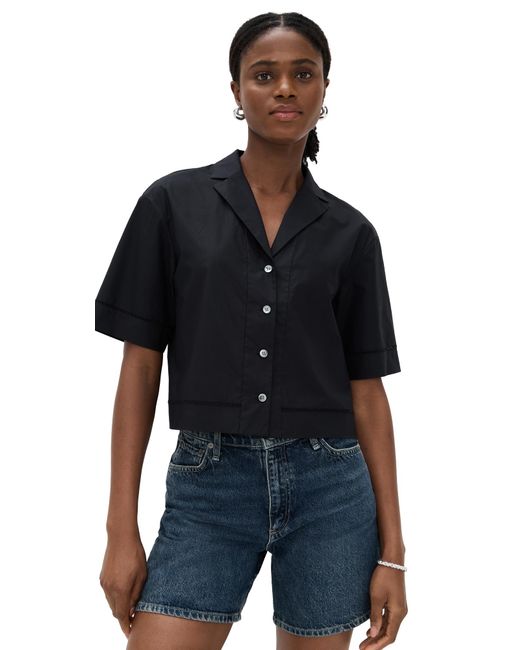 Theory Black Boxy Lapel Shirt
