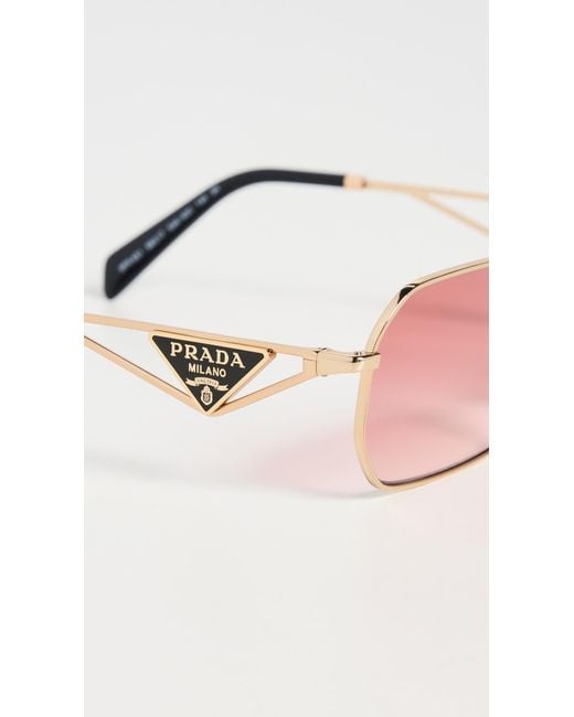 Prada Pink Rectangular Triangle Logo Sunglasses