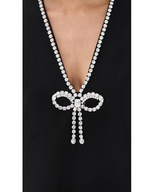 Area Black Crystal Bow V-Neck T-Shirt Dress