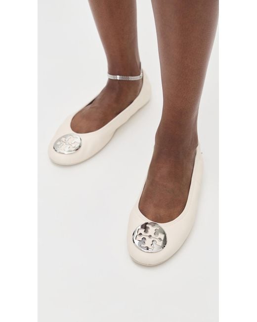 Tory Burch White Reva Ballet Flats