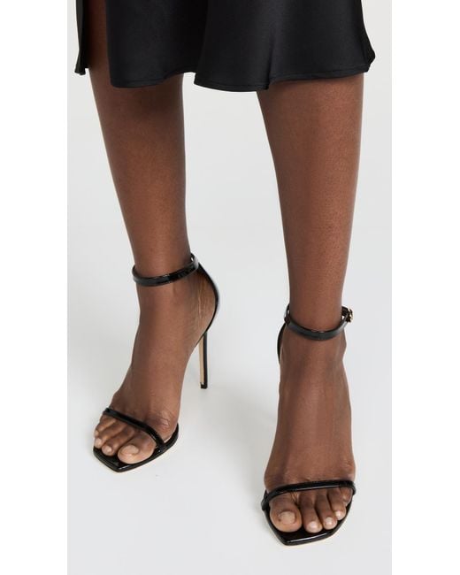 Stuart Weitzman Black Nudist Curve 100 Patent Sandals