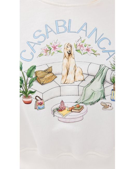 Casablancabrand White Apparteent Dans Les Airs Cropped Sweatshirt Apparteent Dans Les Airs