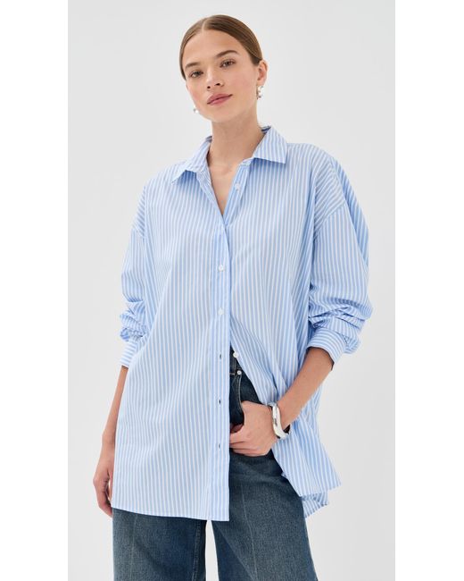 Stella Jean Blue Striped Button Down