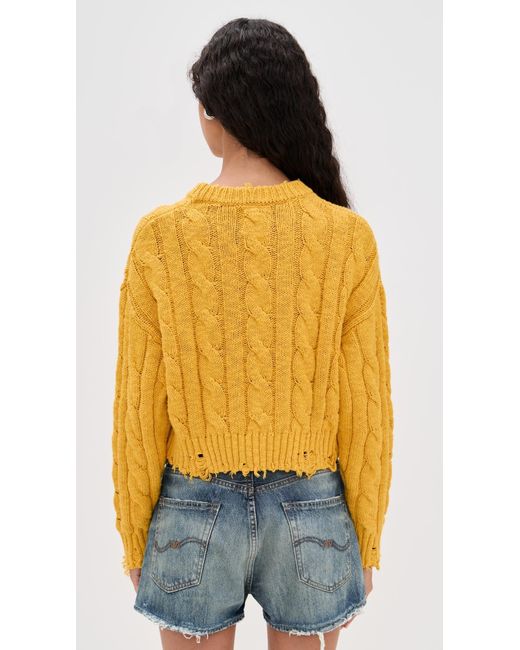 Denimist Orange Boxy Cable Sweater