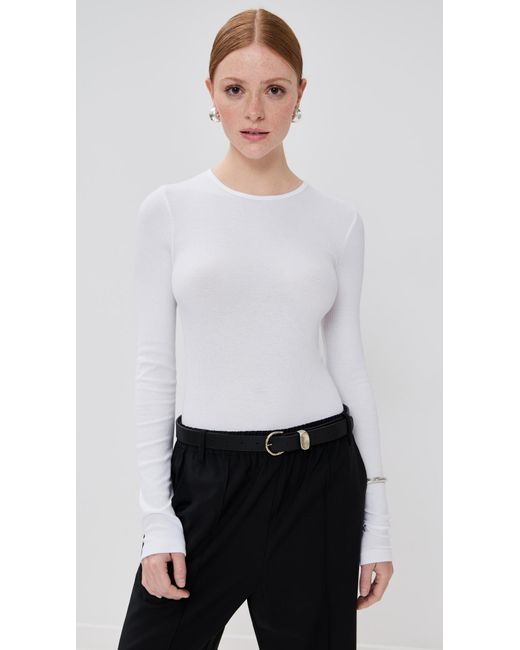Tibi White Circular Ribbed Crew Neck Pullover T-Shirt