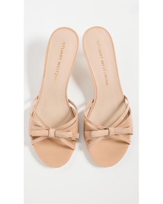 Stuart Weitzman Black Felicity Bow Slides 50Mm