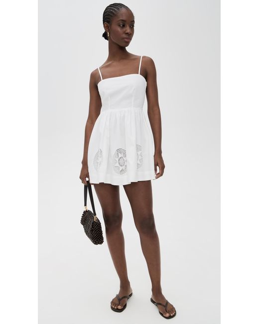 white jacquard mini dress SO ME White Jacquard Puff Sleeve Mini Dress  Beach Rose Co