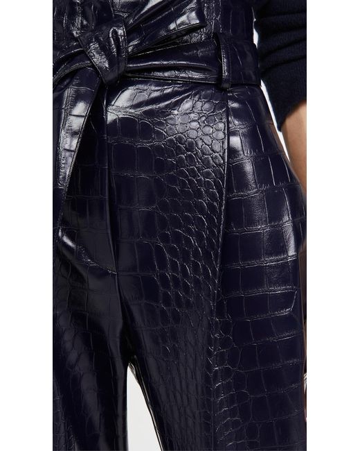 blue faux leather trousers