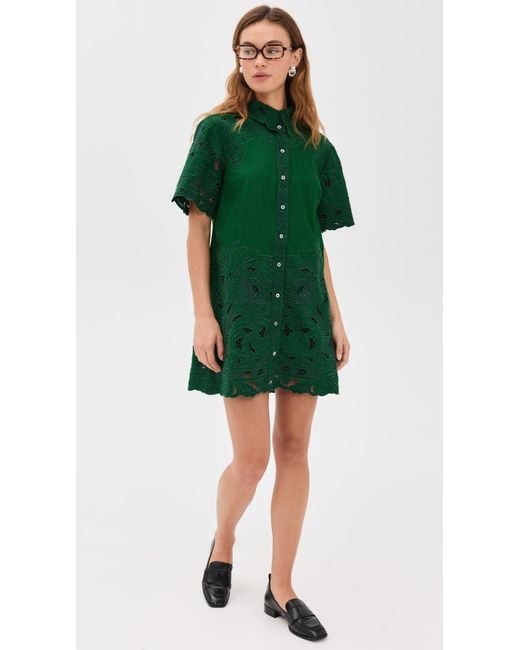 Sea Green Ceci Embroidery Shirt Dress