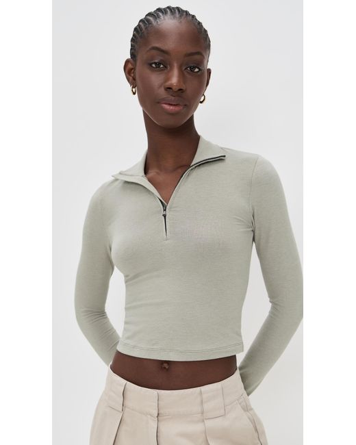 James Perse Multicolor Cropped Long Sleeve Half Zip