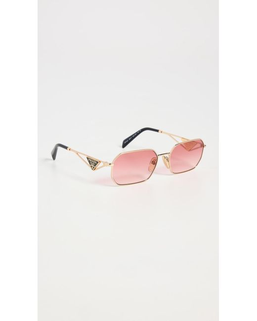 Prada Pink Rectangular Triangle Logo Sunglasses