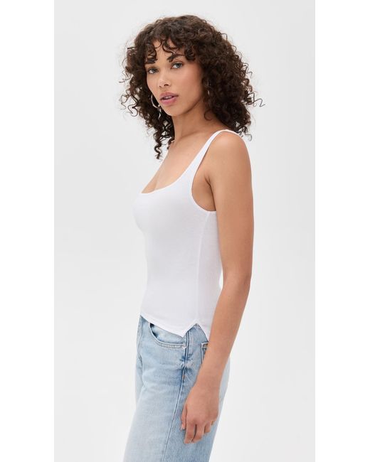 LNA White Scoop Ribbed Tank