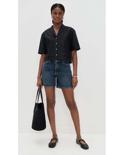 Theory Black Boxy Lapel Shirt
