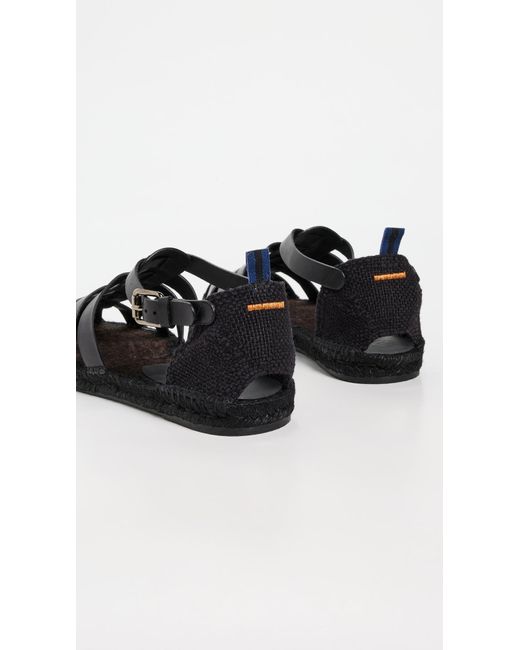 Castaner Black Pietro Leather Fisherman Sandals for men