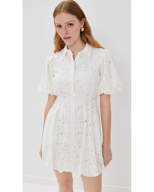 Jonathan Simkhai White Cleo Balloon Pintuck Mini Dress