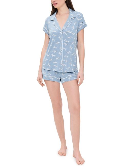 Eberjey Blue Gisele Printed Shortie Pajama Set