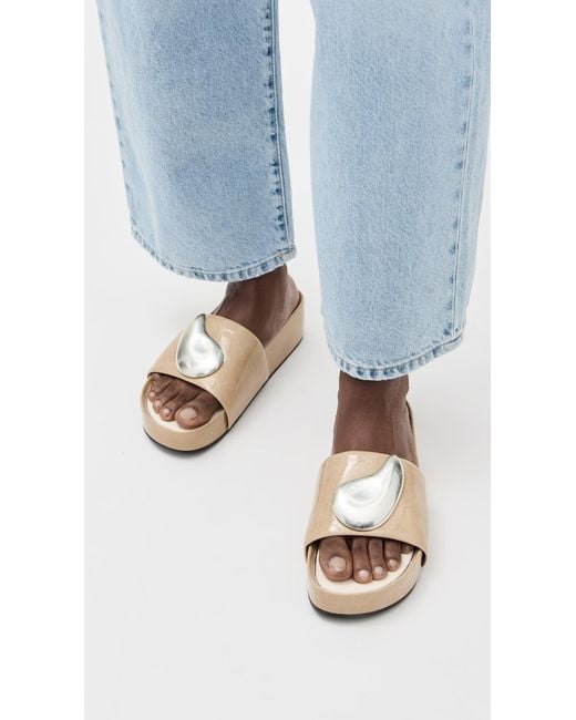 Tory Burch White Patos Platform Slides