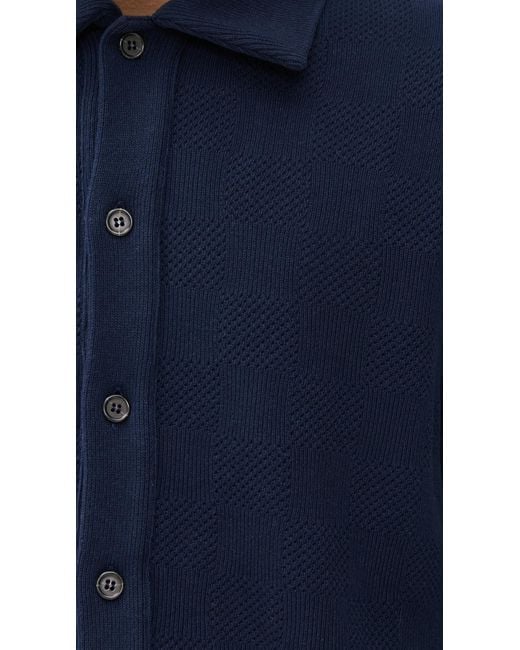 Universal Works Blue Button Through Polo for men