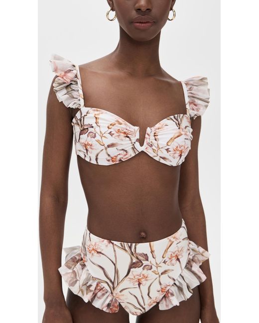 PATBO White Botanic Retro Flutter Bikini Top