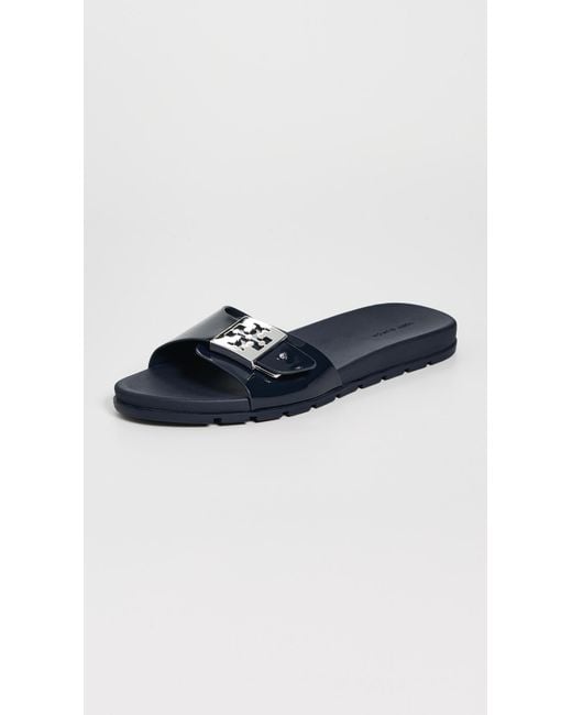 Tory Burch Blue Buckle Slides