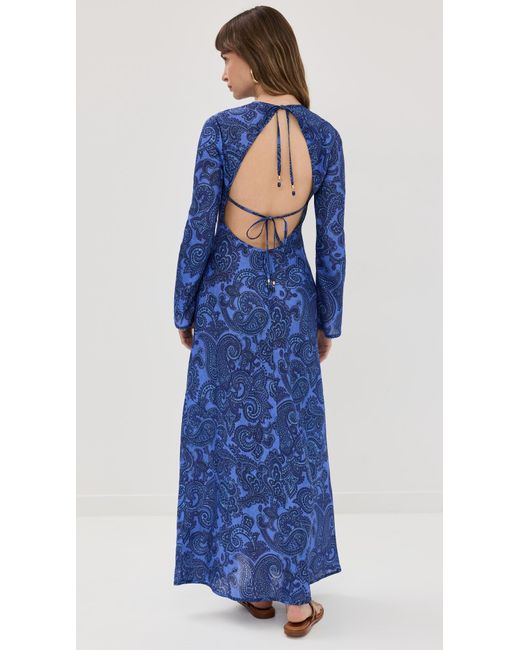 Zimmermann Blue Ottie Bias Backless Dress